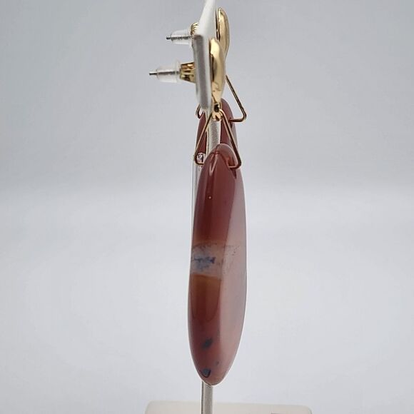 Anthropologie Stone Mountain Carnelian Stone Dangling Earrings - Picture 4 of 5